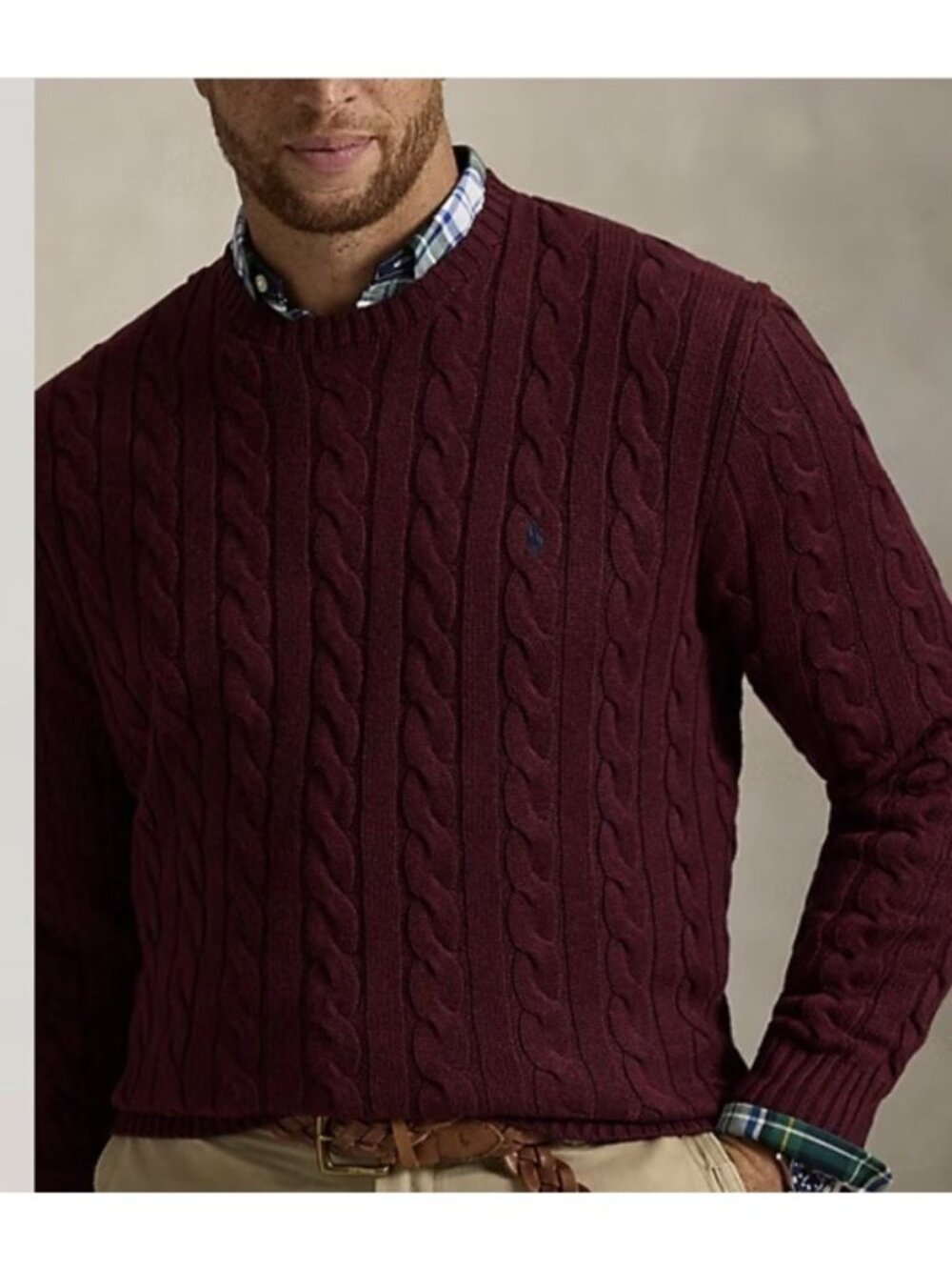 Polo Ralph Lauren Men’s 2XB Red Sweater Cable Knit Crew Neck Cotton Pony NWT